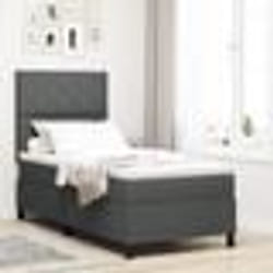 vidaXL Lit à sommier avec matelas et LED gris foncé 90x190 cm Tissu 3342908