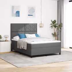 vidaXL Lit à ressorts et LED gris foncé 140x190 cm en tissu 3342943