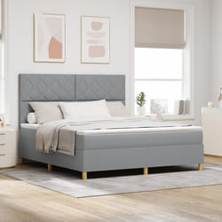 vidaXL Lit box spring avec matelas & LED Gris clair 180x200 cm Tissu 3343194