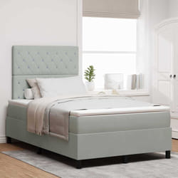 Vidaxl Lit À Ressorts Avec Matelas Gris Clair 120 X 200 Cm Velours