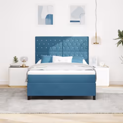 vidaXL Lit à ressort avec matelas et LED Bleu foncé 140x190 cm Velours 3343248