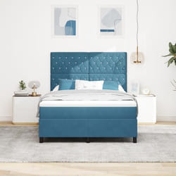 vidaXL Lit à ressort avec matelas et LED Bleu foncé 140x190 cm Velours 3343248