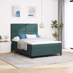 lit Box Spring vidaXL avec matelas et LED vert foncé 160x200 cm en velours 3343259