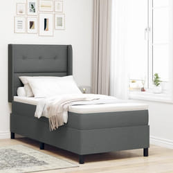 Lit coffre vidaXL avec matelas et LED gris foncé 90x190 cm en tissu 3343477