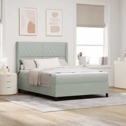 Vidaxl Lit À Ressorts Avec Matelas Led Gris Clair 140 X 190 Cm Velours