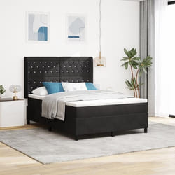 Lit Box Spring avec Matelas et LED Noir 140x200 cm Velours 3343816