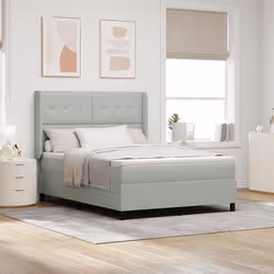 Lit Box Spring vidaXL avec Matelas & Lumière LED Gris Clair 140x190 cm Velours 3343862