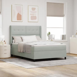 Lit Box Spring vidaXL avec Matelas & Lumière LED Gris Clair 140x190 cm Velours 3343862