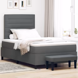 vidaXL Lit Box Spring avec matelas & banc gris foncé 120x190 cm tissu 3343975