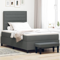 vidaXL Lit Box Spring avec matelas & banc gris foncé 120x190 cm tissu 3343975