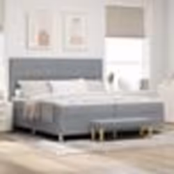 vidaXL Lit Box Spring avec Matelas et Banquette Gris clair 200x200 cm Tissu 3344324