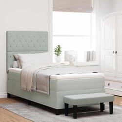 Vidaxl - Lit À Ressorts Avec Matelas Gris Clair 100 X 200 Cm Velours