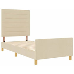 Cadre De Lit Avec Tête De Lit Crème 90 X 200 Cm Tissu Vidaxl