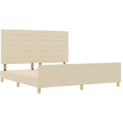 Cadre De Lit Avec Tête De Lit Crème 180 X 200 Cm Tissu Vidaxl