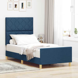Cadre De Lit Avec Tête De Lit Bleu 100 X 200 Cm Tissu Vidaxl