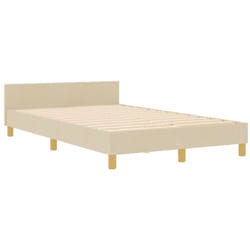 Cadre de lit avec tête de lit Crème 120 x 190 cm tissu Vidaxl