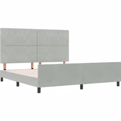 Ce cadre de lit king size donne une touche de luxe à n'importe quelle chambre avec son élégant revêtement en velours gris cla ...