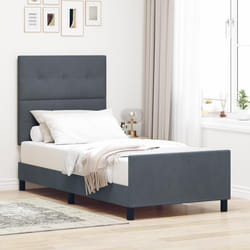 Lit vidaXL en Gris Foncé 100x200 cm Fabriqué en Velours 3344922