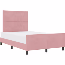 Ce cadre de lit redéfinit l'élégance avec son revêtement en velours rose. Il mélange style moderne et confort. S'adaptant à t ...