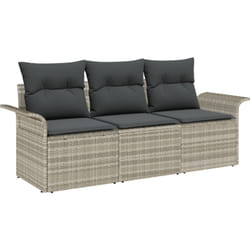 Set 3 Pièces Canapé Jardin Coussins Gris Clair Poly Rattan, Canapé Jardin 2 Places Rangement & Coussins Gris Clair Poly Rattan Vidaxl