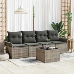 vidaXL Ensemble de canapé de jardin 5 pcs Gris 55 x 55 x 37 cm
