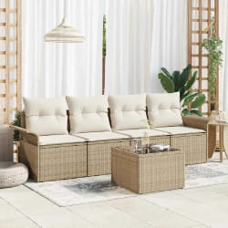 vidaXL Ensemble de canapé de jardin avec coussin 5 pcs Beige et crème
