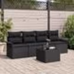 vidaXL Ensemble de canapé de jardin 5 pièces avec coussins noirs en poly rotin