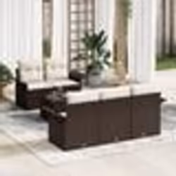 vidaXL Ensemble de Canapé de Jardin 6 Pièces en Rattan Poly avec coussins marron