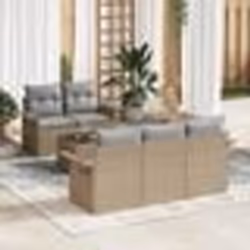 vidaXL Ensemble de canapé de jardin 6 pièces avec des coussins en poly rotin beige
