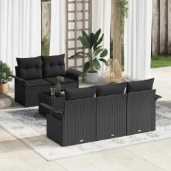 vidaXL Ensemble de canapé de jardin 6 pcs Noir 55 x 55 x 37 cm