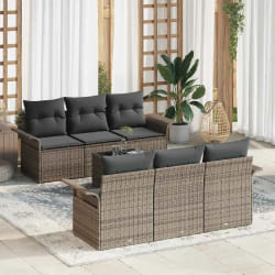 vidaXL Ensemble de canapé de jardin 7 pcs Gris 55 x 55 x 37 cm