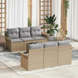 vidaXL Ensemble de canapé de jardin avec coussin 7 pcs Beige et gris