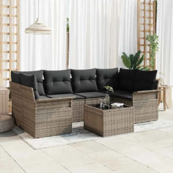 vidaXL Ensemble de canapé de jardin 7 pcs Gris 55 x 55 x 37 cm