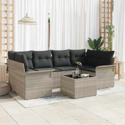 vidaXL Ensemble de canapé de jardin 7 pcs Gris clair et gris foncé
