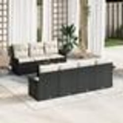 vidaXL Ensemble de canapés de jardin 8 pièces avec coussins noirs en rattan synthétique