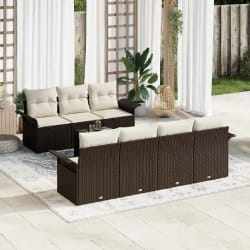 vidaXL Ensemble de canapé de jardin avec coussin 8 pcs Marron et Crème