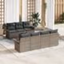 vidaXL Ensemble de canapés de jardin 8 pièces avec coussins gris en poly rattan