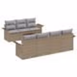 vidaXL Ensemble de canapé de jardin 8 pièces avec des coussins beige en poly rotin