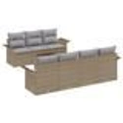 vidaXL Ensemble de canapé de jardin 8 pièces avec des coussins beige en poly rotin