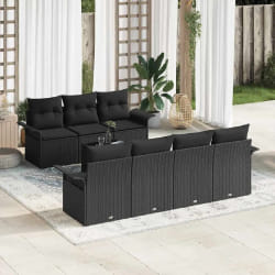 vidaXL Ensemble de canapé de jardin 8 pièces avec coussins noir en poly rattan