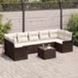 vidaXL Ensemble de canapé de jardin 8 pièces avec coussins marron en poly rotin