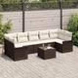 vidaXL Ensemble de canapé de jardin 8 pièces avec coussins marron en poly rotin