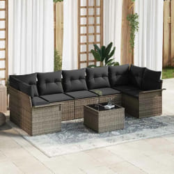 vidaXL Ensemble de canapé de jardin 8 pcs Gris 55 x 55 x 37 cm