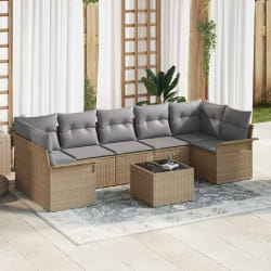 vidaXL Ensemble de canapé de jardin 8 pcs Beige, Gris 55 x 55 x 37 cm