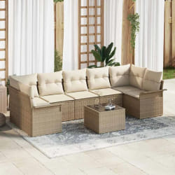 vidaXL Ensemble de canapé de jardin avec coussin 8 pcs Beige et crème
