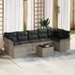 vidaXL Ensemble de salon de jardin en 8 pièces avec coussins gris clair en rotin synthétique