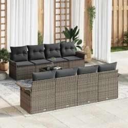 vidaXL Ensemble de canapé de jardin 9 pcs Gris 55 x 55 x 37 cm