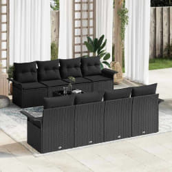 vidaXL Ensemble de canapé de jardin 9 pcs Noir 55 x 55 x 37 cm