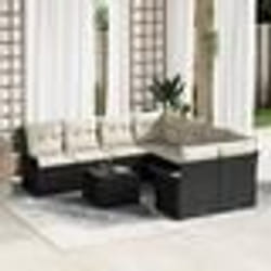 vidaXL Ensemble de Canapé de Jardin de 9 Pièces avec Coussins - Osier Poly Noir 3353966