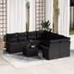 Ensemble de canapé de jardin 9 pièces avec coussins en poly rattan noir